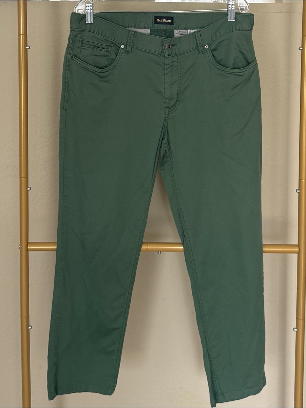 Men's Size 34x34 Paul Stuart 5-Pocket Cotton Pants (Hemmed to 27) Green